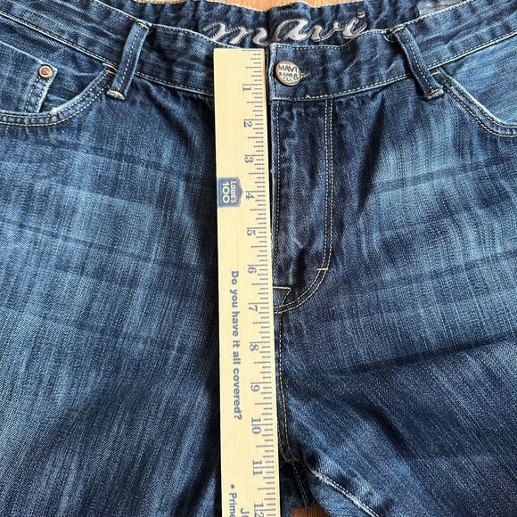 Mavi Men's Mark Jeans Straight Leg Stretch Dark Wash Blue Mid Rise Denim 38x32 - Picture 6 of 11